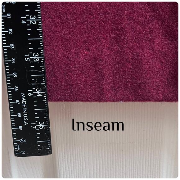 MNG Mango New Burgundy Wool Blend Size 14 Pant Long 34.5 Inch Inseam Office - Picture 11 of 14